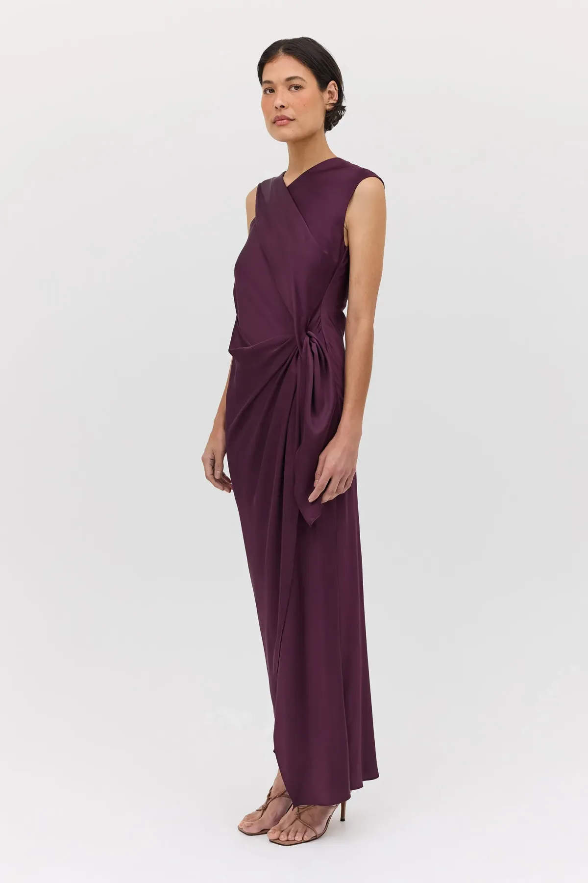 Bianca Spender Aubergine Satin Deviation Gown Size 10 - Image 4