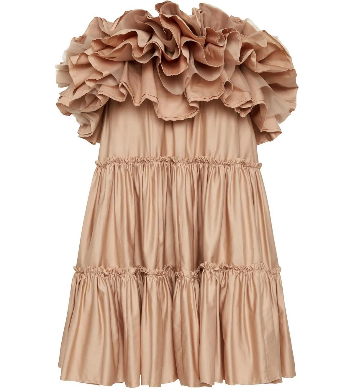Aje Allure Tiered Ruffle Mini Dress in Beige Size 8 - Image 4