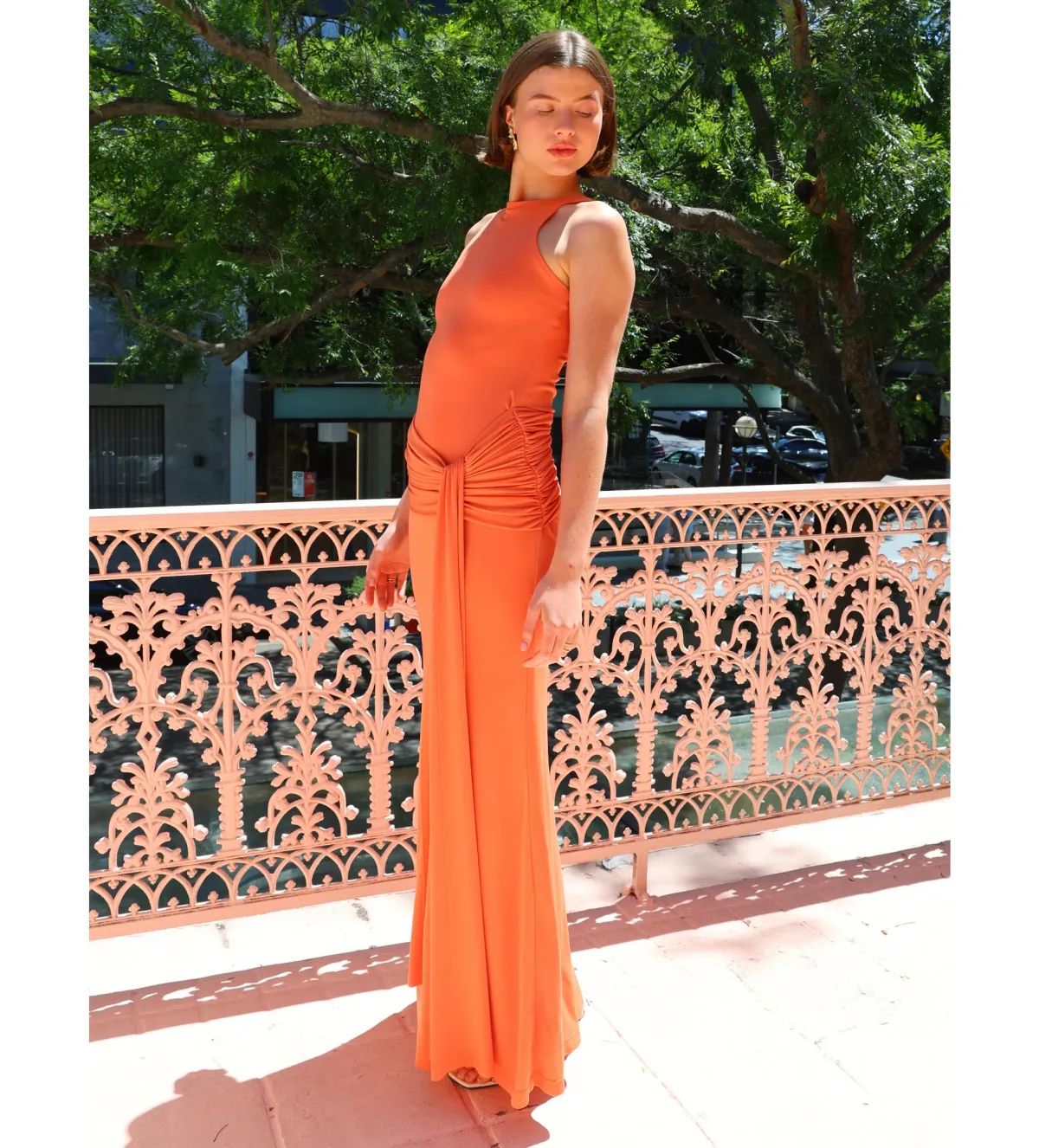 By Nicola Charli Racerback Sarong Dress in Sunset Size S / AU 8 - Image 2