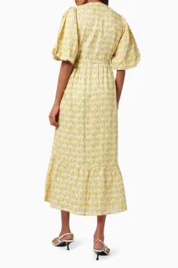 Faithfull the Brand Thulla Wrap Midi Dress in Dahlee Floral Print Size 8 for rent on The Volte - image 3