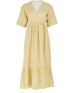 Faithfull the Brand Thulla Wrap Midi Dress in Dahlee Floral Print Size 8 for rent on The Volte - image 4