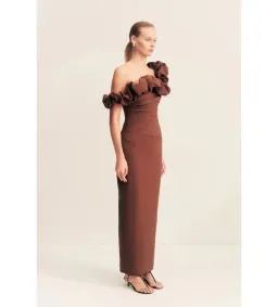 Shona Joy Cambell Ruffle Draped Maxi in Espresso Size 8 for rent on The Volte - image 2