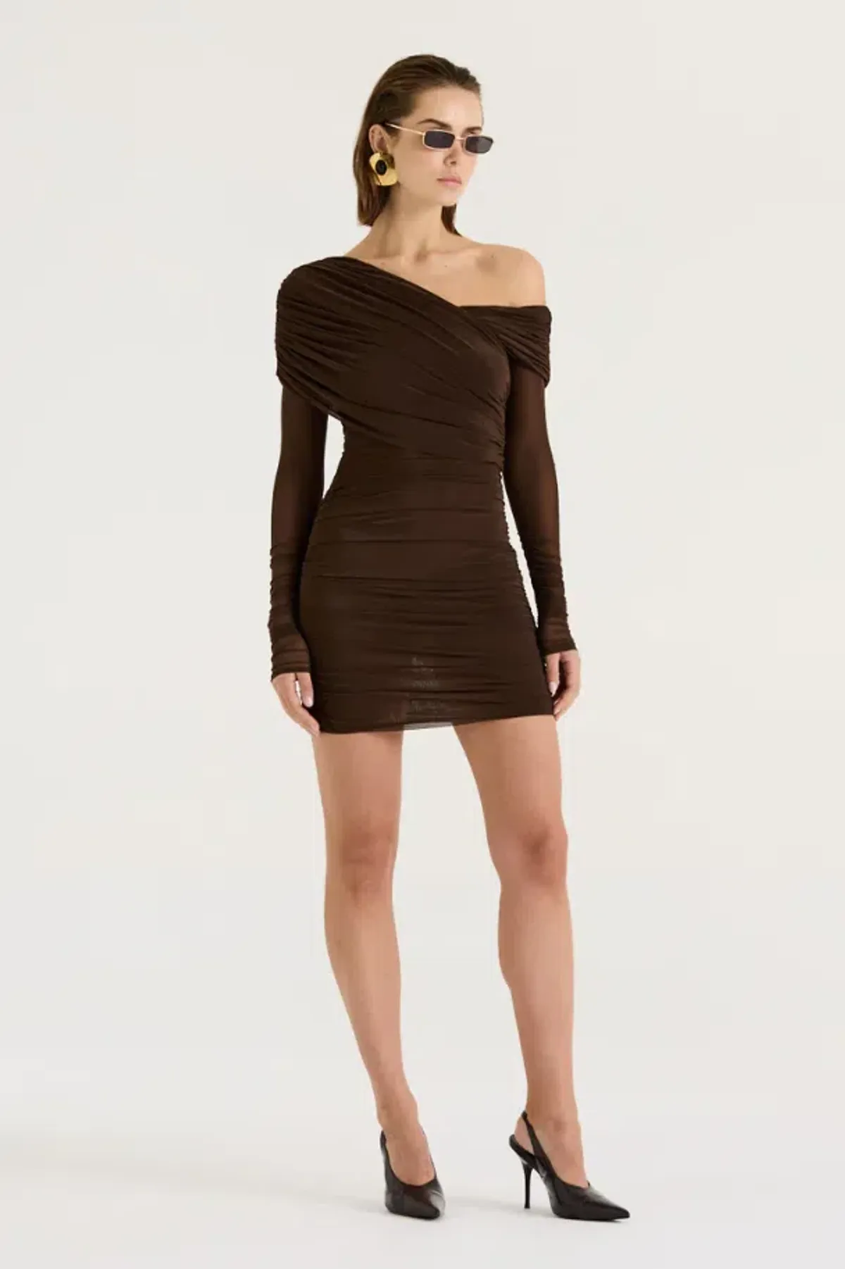 Henne Paris Mini Dress Chocolate Size AU 8 - Image 5