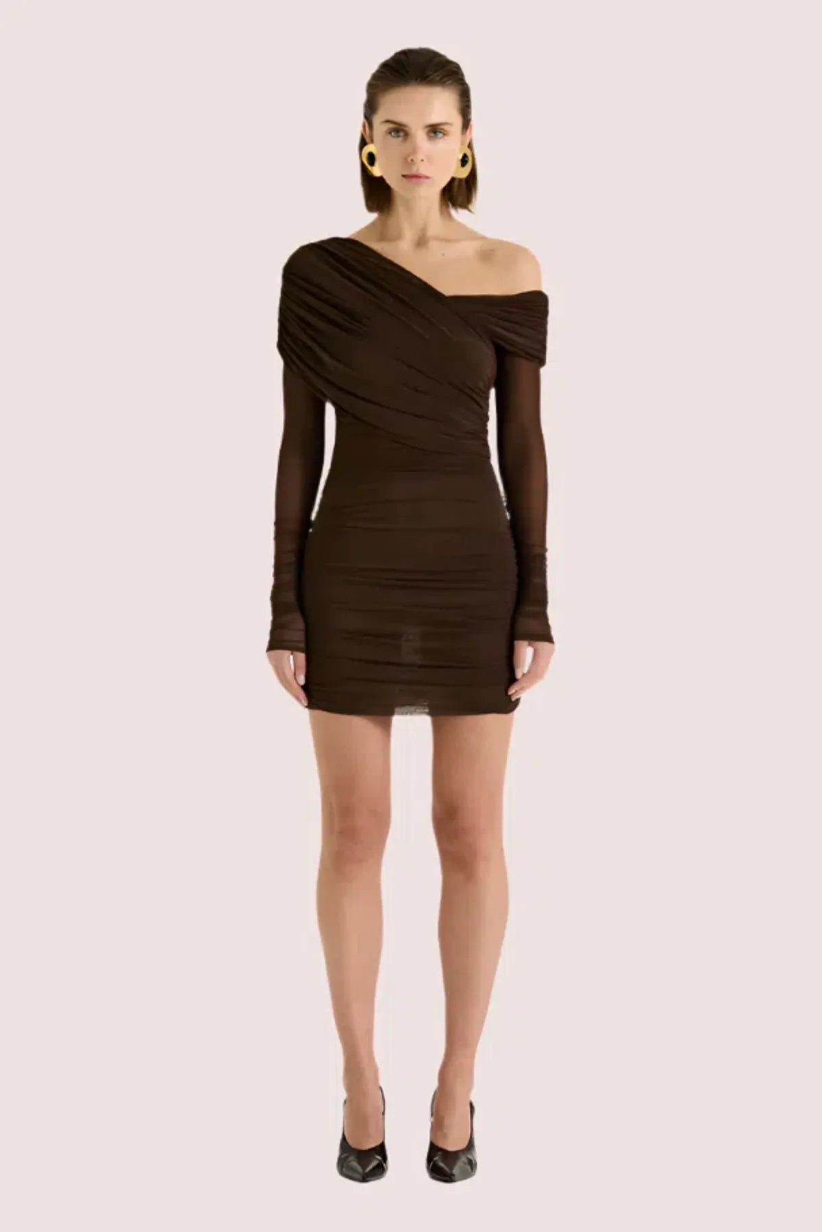 Henne Paris Mini Dress Chocolate Size AU 8 - Image 1