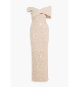 Rachel Gilbert Mirella Off Shoulder Gown in Neutral Size AU 14 for rent on The Volte - image 4