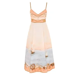 Zimmermann Scarborough Picnic Midi Peach Nautical Map Size AU 12 for rent on The Volte - image 1