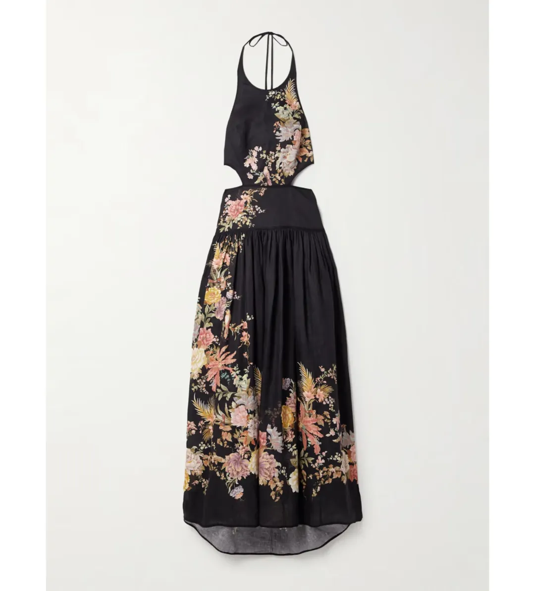 Zimmermann Tallow Halter Midi Dress Black Multi Floral Size 1/10 for rent on The Volte - main image