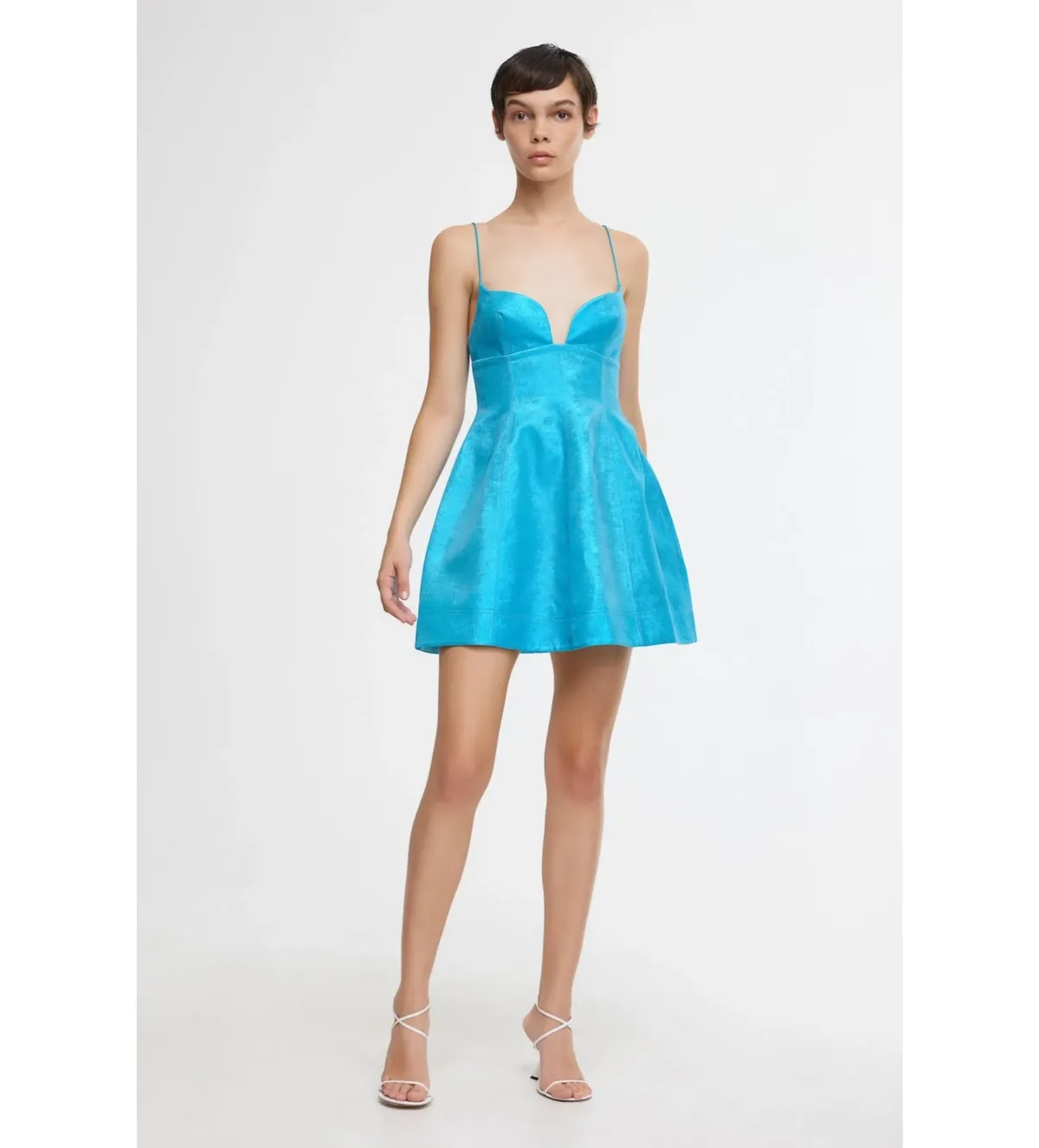 Acler Mornington Mini Dress Cyan Metallic Size AU 6 for rent on The Volte - main image