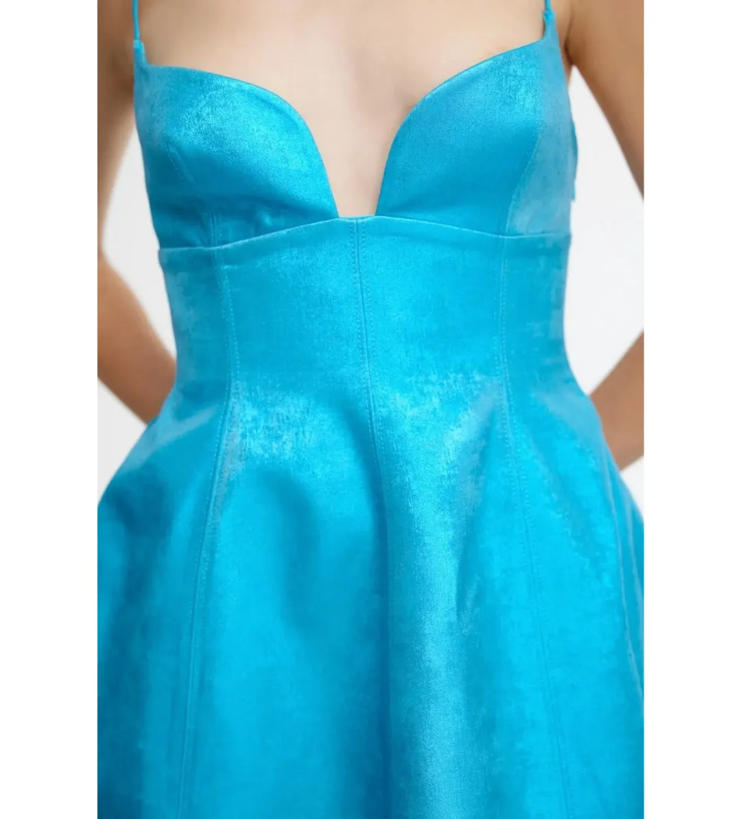 Acler Mornington Mini Dress Cyan Metallic Size AU 6 for rent on The Volte - main image