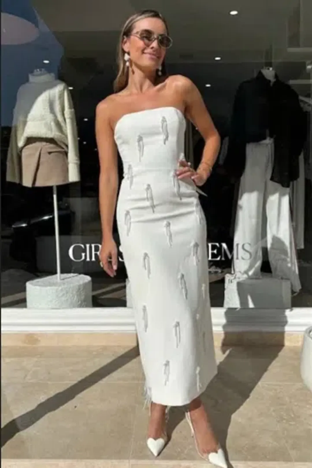 Odd Muse The Ultimate Muse Embellished Midi Dress White Size L / AU 12 for rent on The Volte - main image