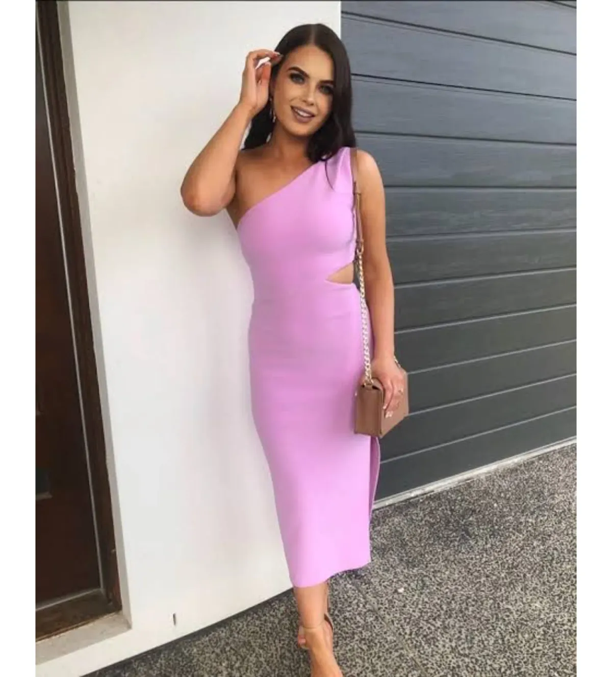 Bec + Bridge Alessandra Asymmetrical Midi Dress Dark Lilac Size 6 - Image 2