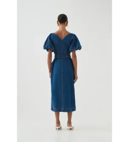 Aje Harper Denim Midi Dress Classic Wash Size 10/M for rent on The Volte - image 3
