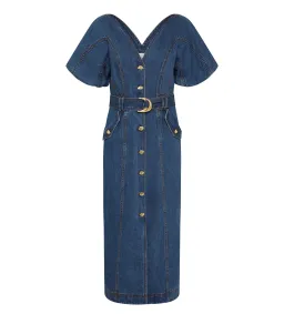 Aje Harper Denim Midi Dress Classic Wash Size 10/M for rent on The Volte - image 5