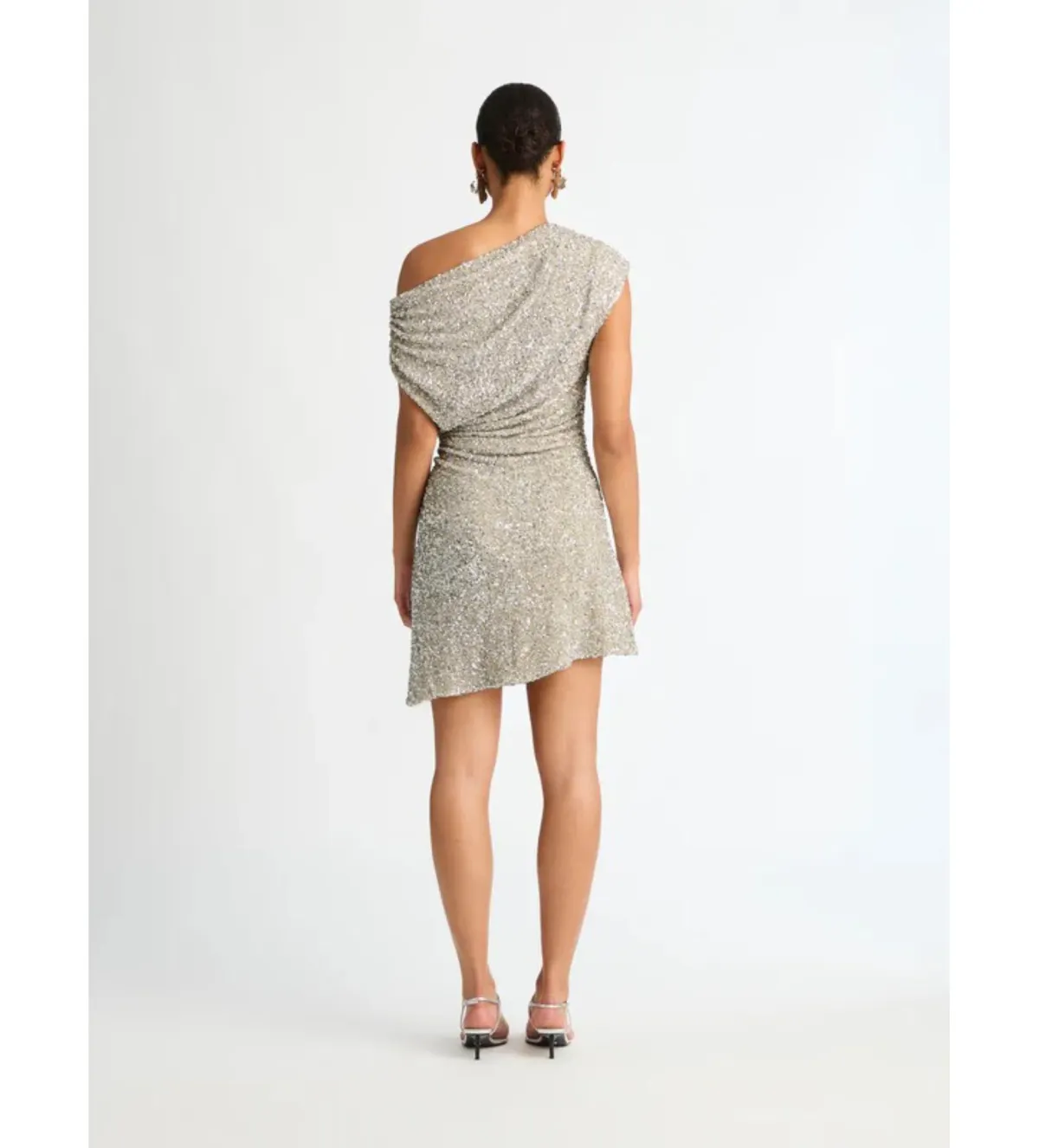 Sheike Glimmer Mini Dress Silver Size AU 14 - Image 3