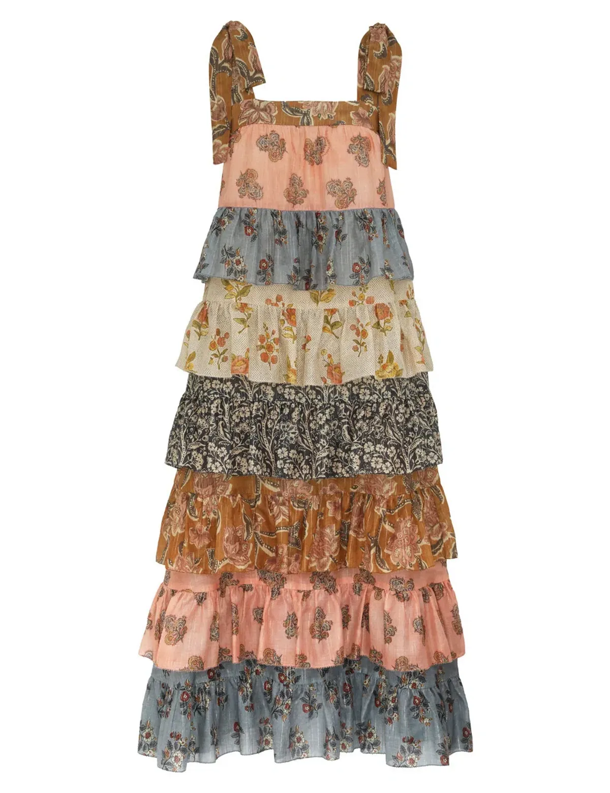 Zimmermann Tallow Tiered Midi Dress Spliced Size 0 AU 8 - Image 1