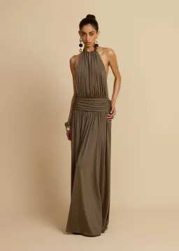 Arcina Ori Santina Maxi Dress Earthy Neutral Khaki Size S for rent on The Volte - image 4