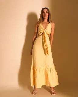 Lover Montana Tie Maxi Dress Yellow Size AU 6 for rent on The Volte - image 1