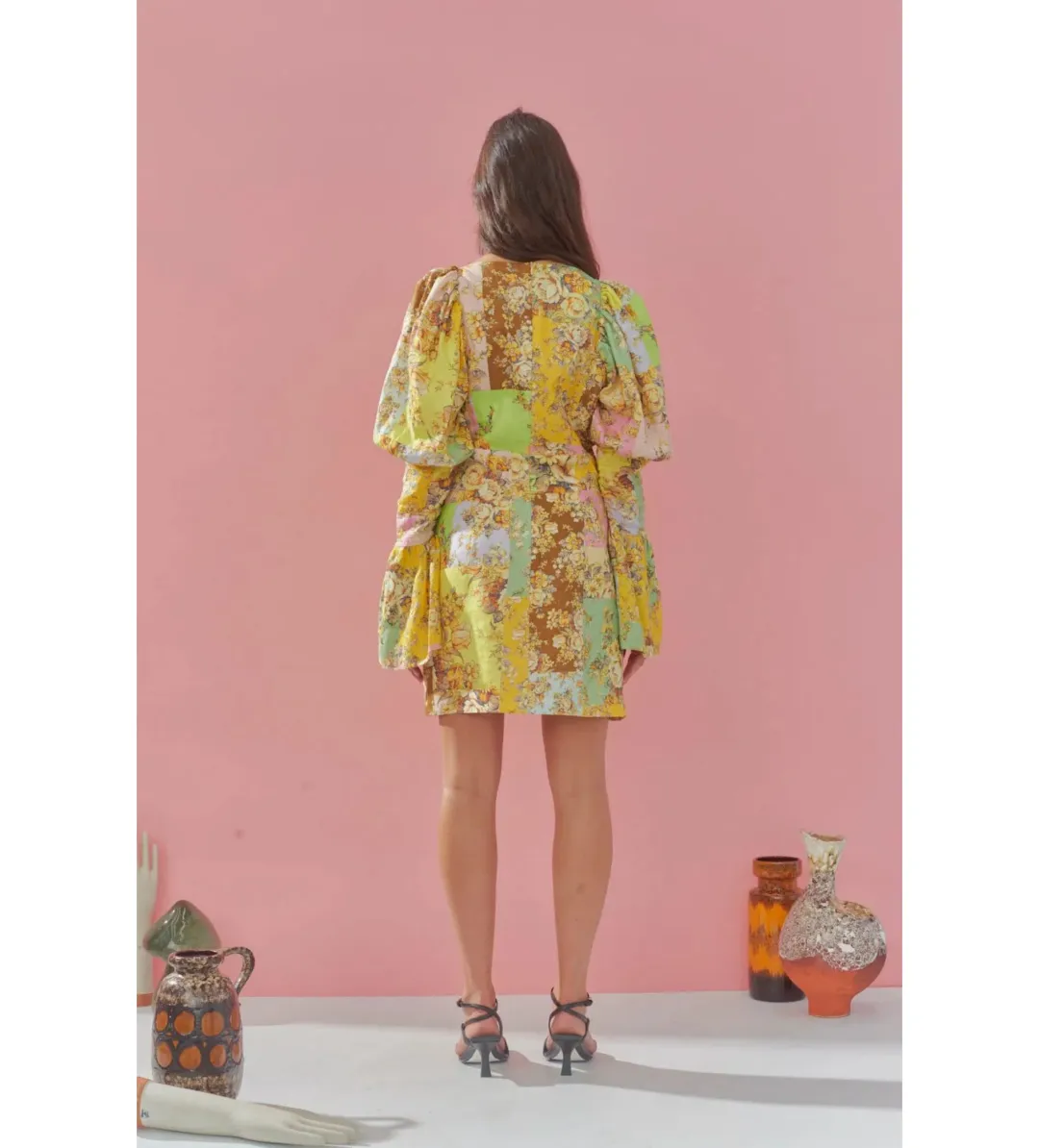 Alemais Matilde Puff Sleeve Mini Dress Multi Floral Size AU 10 for rent on The Volte - main image