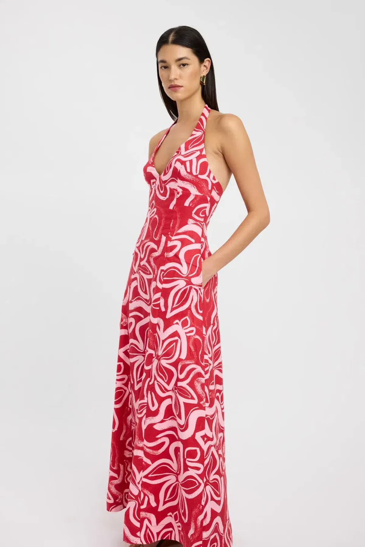 Kookai Soley Halter Maxi Dress Print Size 8 - Image 2