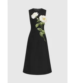 Leo Lin Cleo Embellished Sleeveless Midi Dress White Rose Print Size AU 14 for rent on The Volte - image 5