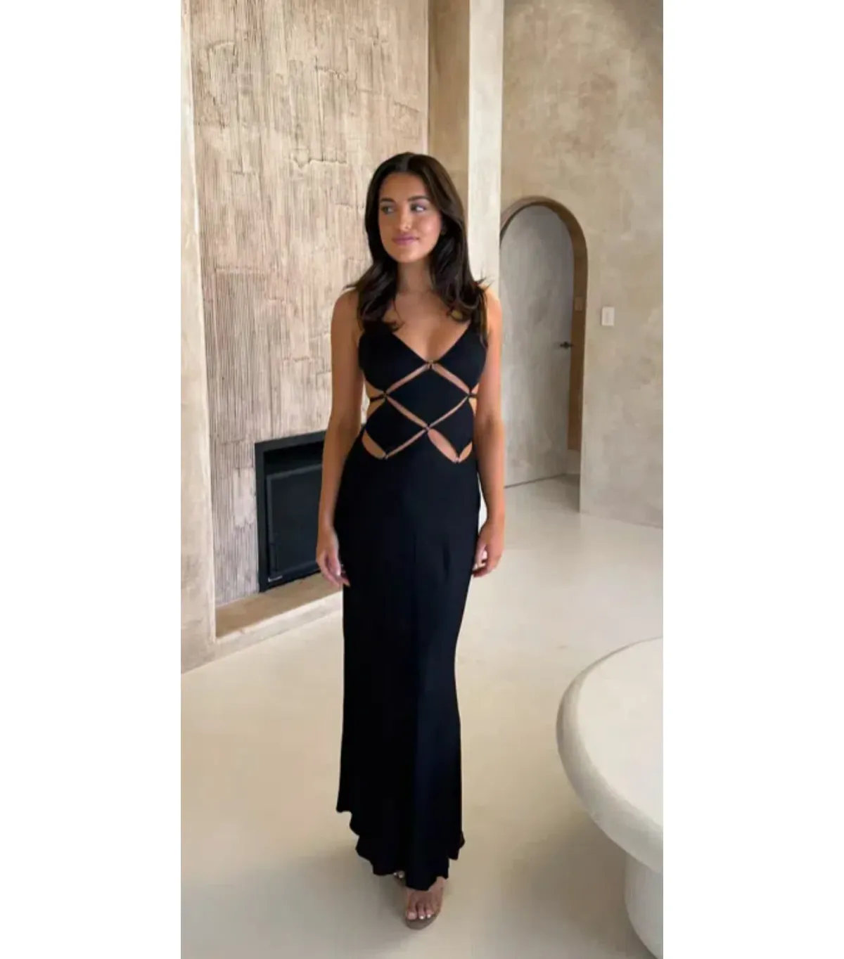 Bec & Bridge Diamond Cut Out Dress Black Size AU 12 - Image 4