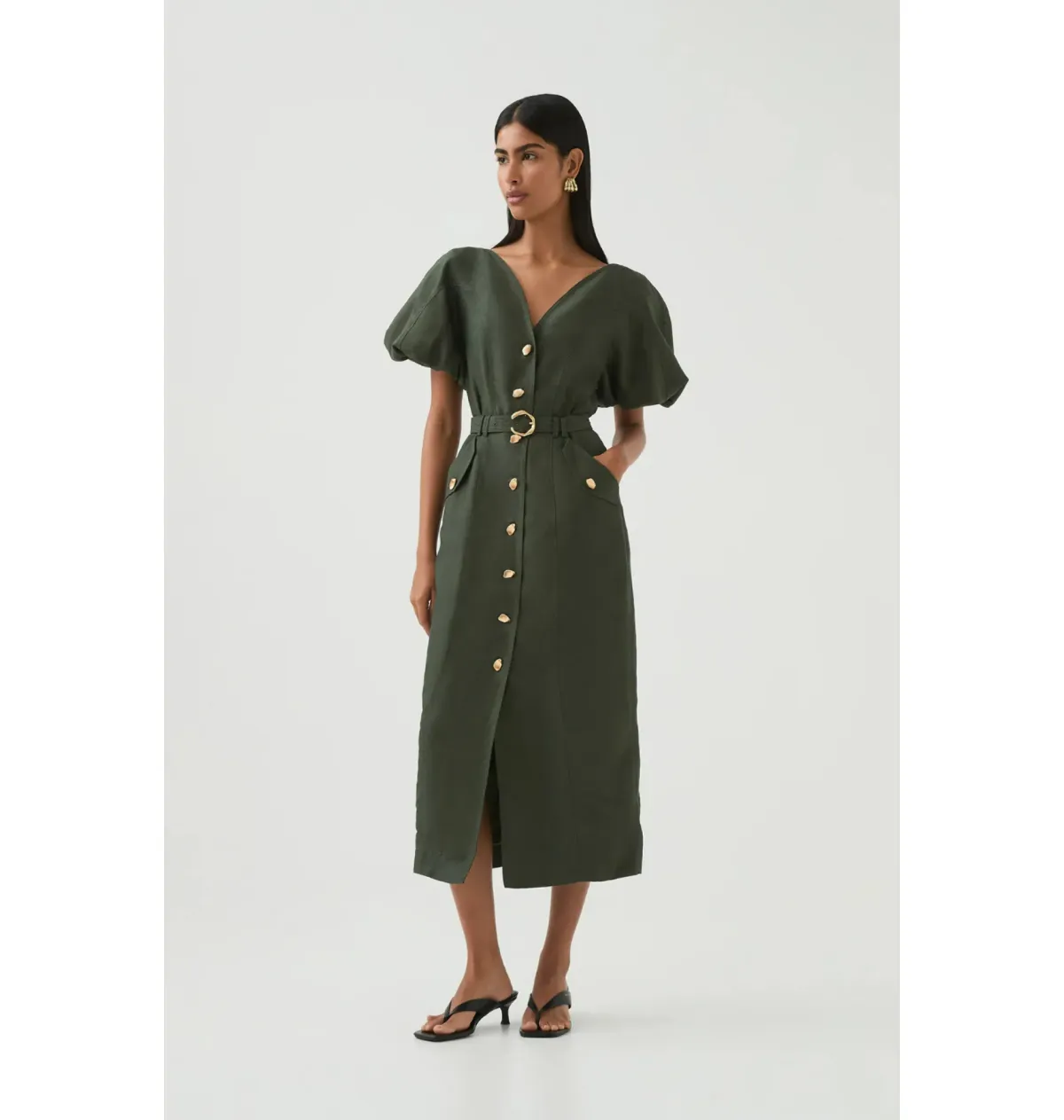 Aje Paloma Utility Midi Dress Midnight Green Size AU 10 - Image 1