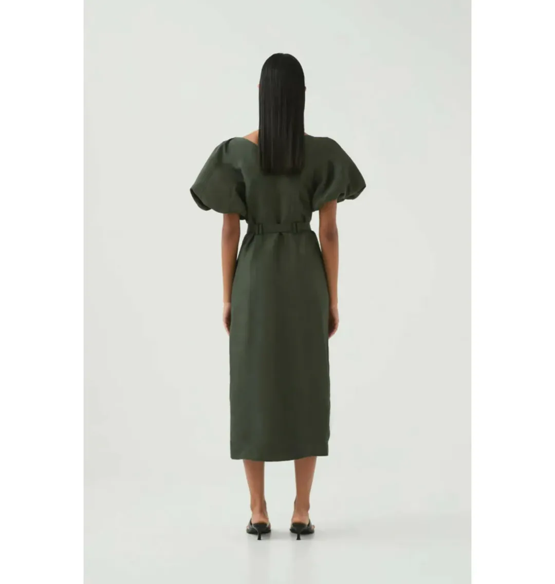 Aje Paloma Utility Midi Dress Midnight Green Size AU 10 for rent on The Volte - main image