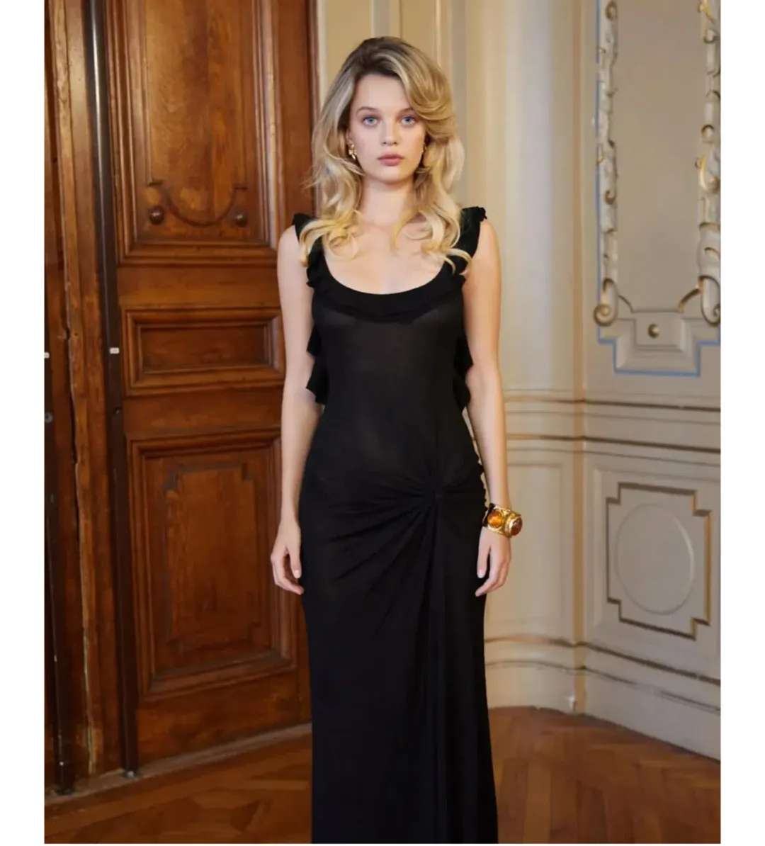Asta Resort Elise Maxi Dress in Black Size 8 for rent on The Volte - main image