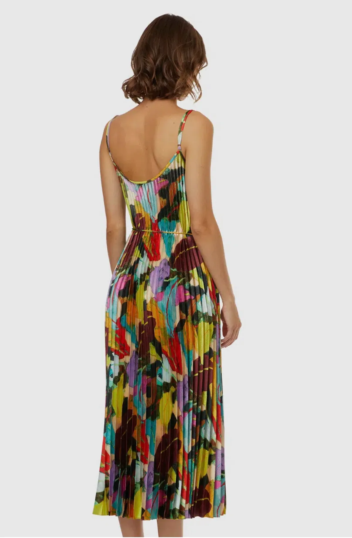Gorman Broad Leaf Pleated Midi Dress Multi Size 10 - Image 5