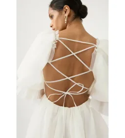 Aje Astrid Tie Back Mini Dress in Ivory Size 8 for rent on The Volte - image 4