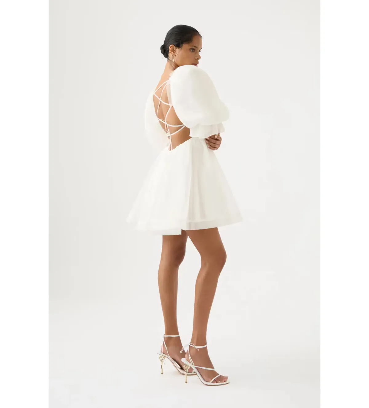 Aje Astrid Tie Back Mini Dress in Ivory Size 8 - Image 2