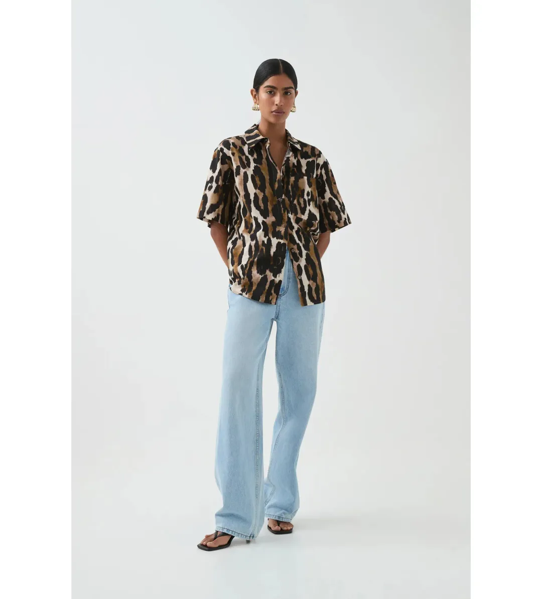 Aje Airlie Short Sleeve Shirt Animal Print Size 8 for rent on The Volte - main image