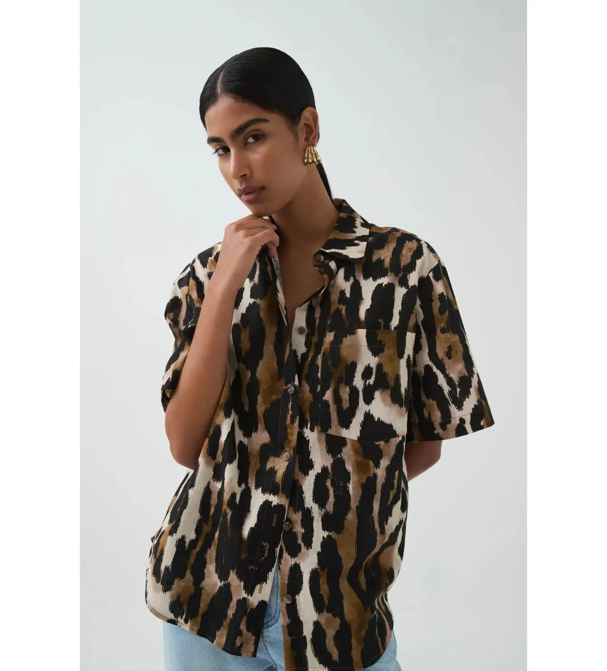 Aje Airlie Short Sleeve Shirt Animal Print Size 8 - Image 2