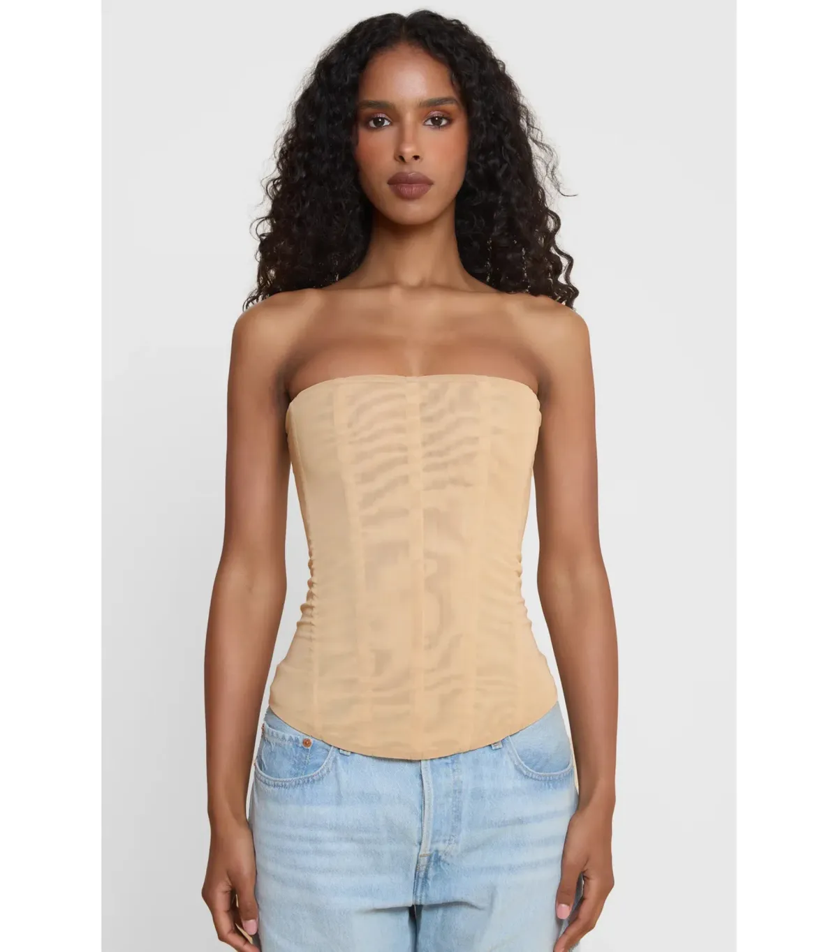 Leau Muse Mesh Corset Top Tan Size S / AU 8 - Image 1