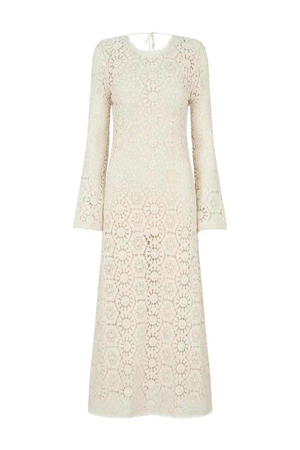 Spell Helena Crochet Lace Midi Dress Cream Size L AU 12 - Image 4
