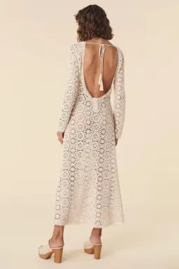 Spell Helena Crochet Lace Midi Dress Cream Size L AU 12 for rent on The Volte - image 3