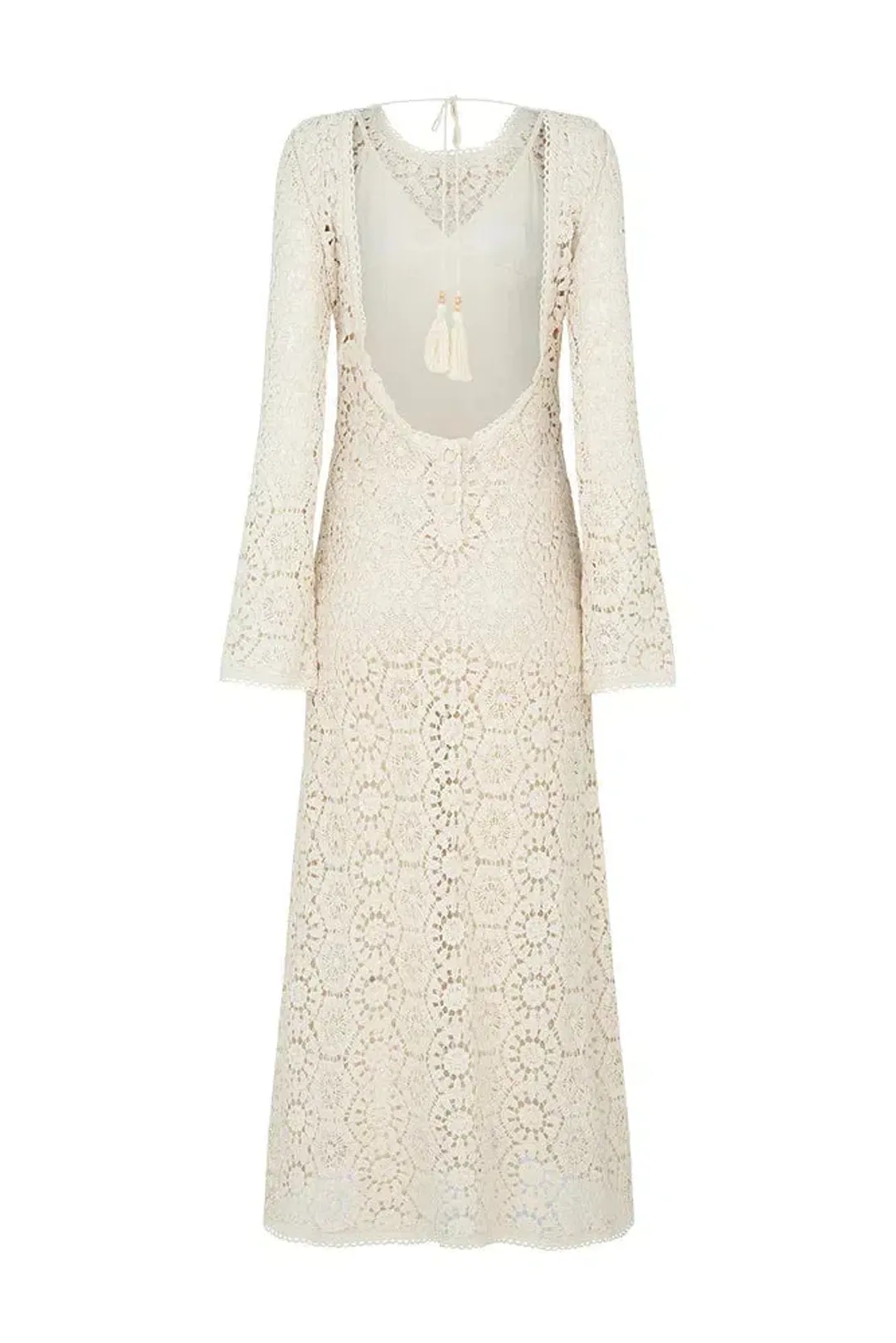 Spell Helena Crochet Lace Midi Dress Cream Size L AU 12 for rent on The Volte - main image