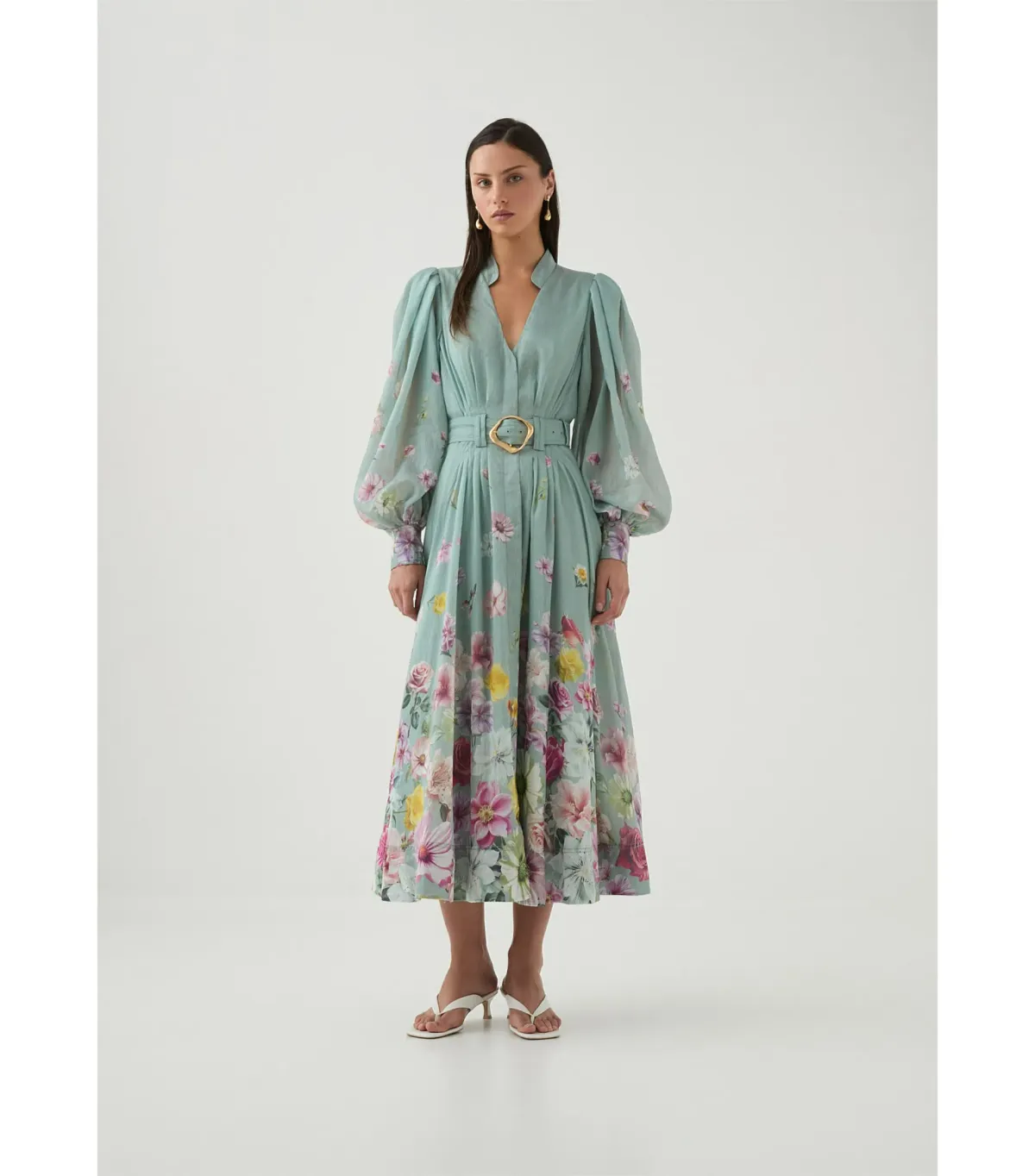 Aje Fleur Shirt Dress Mist Collage Floral Size 10/M - Image 1