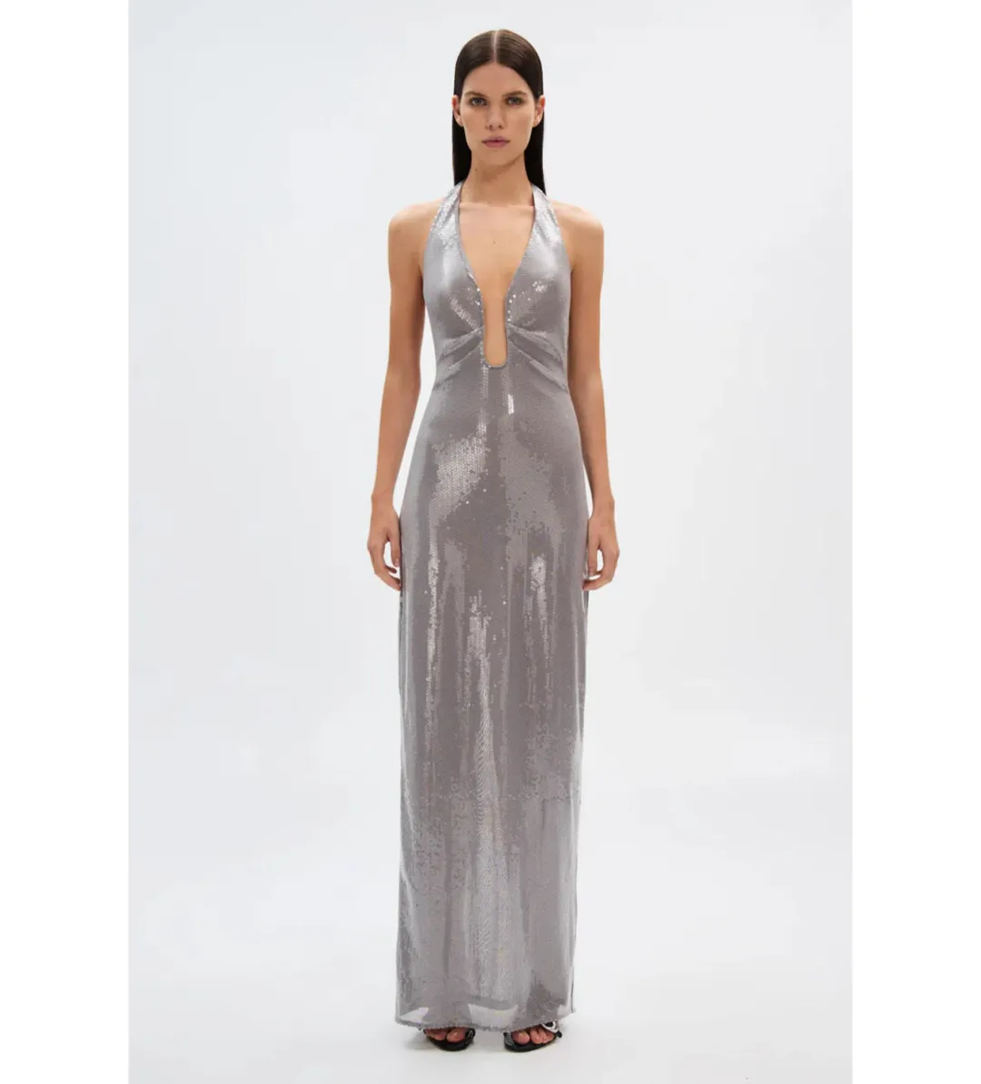 Misha Alusia Sequin Dress Silver Size 8/S for rent on The Volte - main image