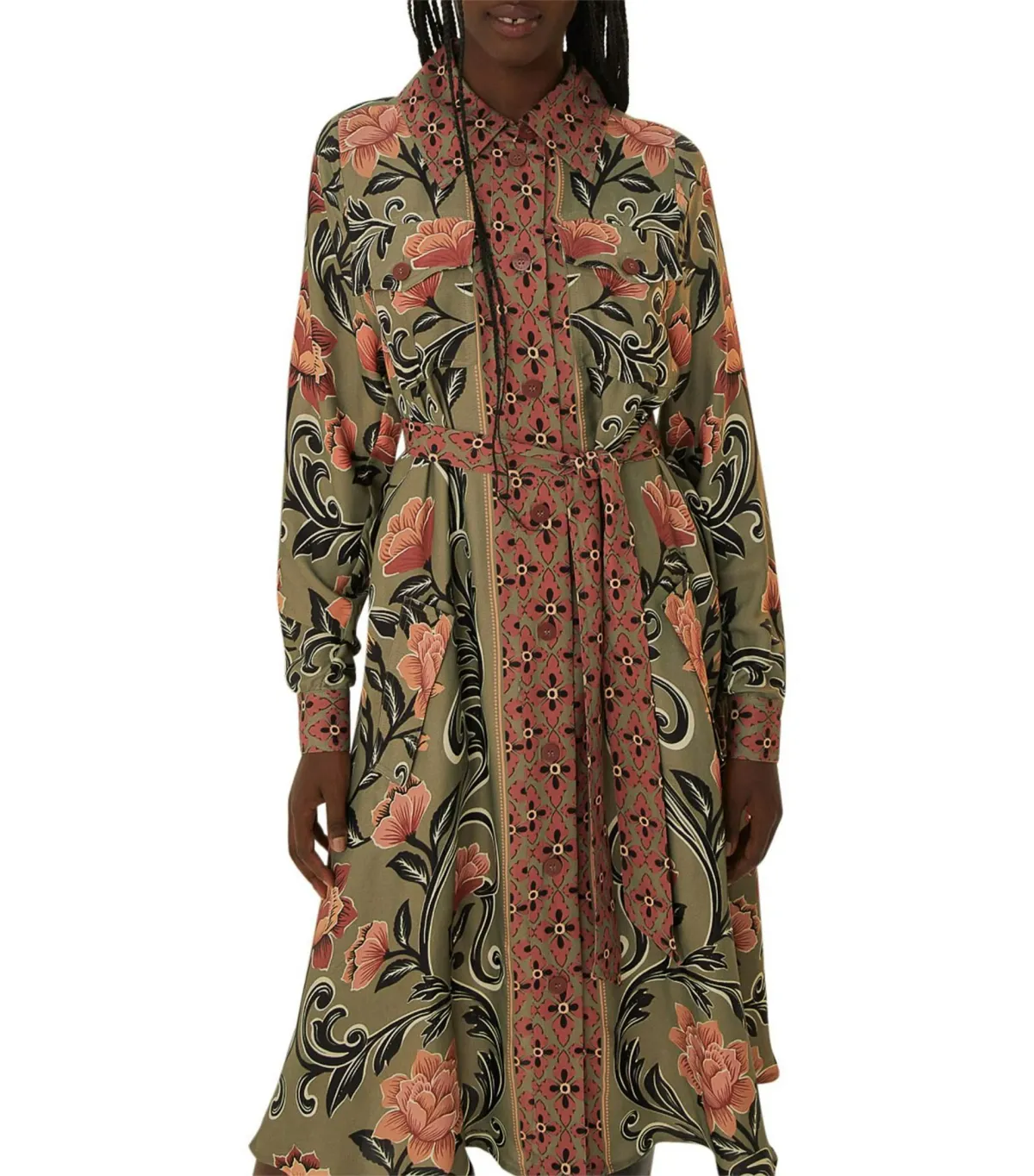 Farm Rio Arabesque Midi Dress Floral Green Size 18/L - Image 3