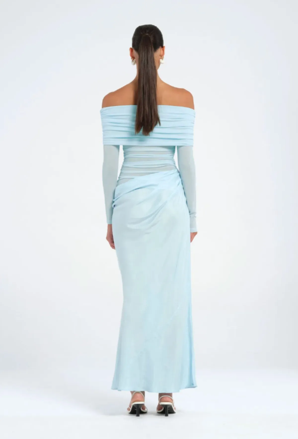 Benni Yasmin Off Shoulder Dress in Baby Blue Size 8 - Image 3