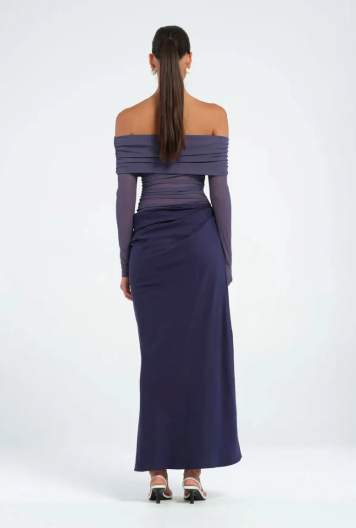 Benni Yasmin Off Shoulder Dress in Navy Size 10 - Image 4