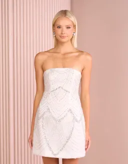 Azzurielle Felise Strapless Mini Dress White Size AU 12 for rent on The Volte - image 3