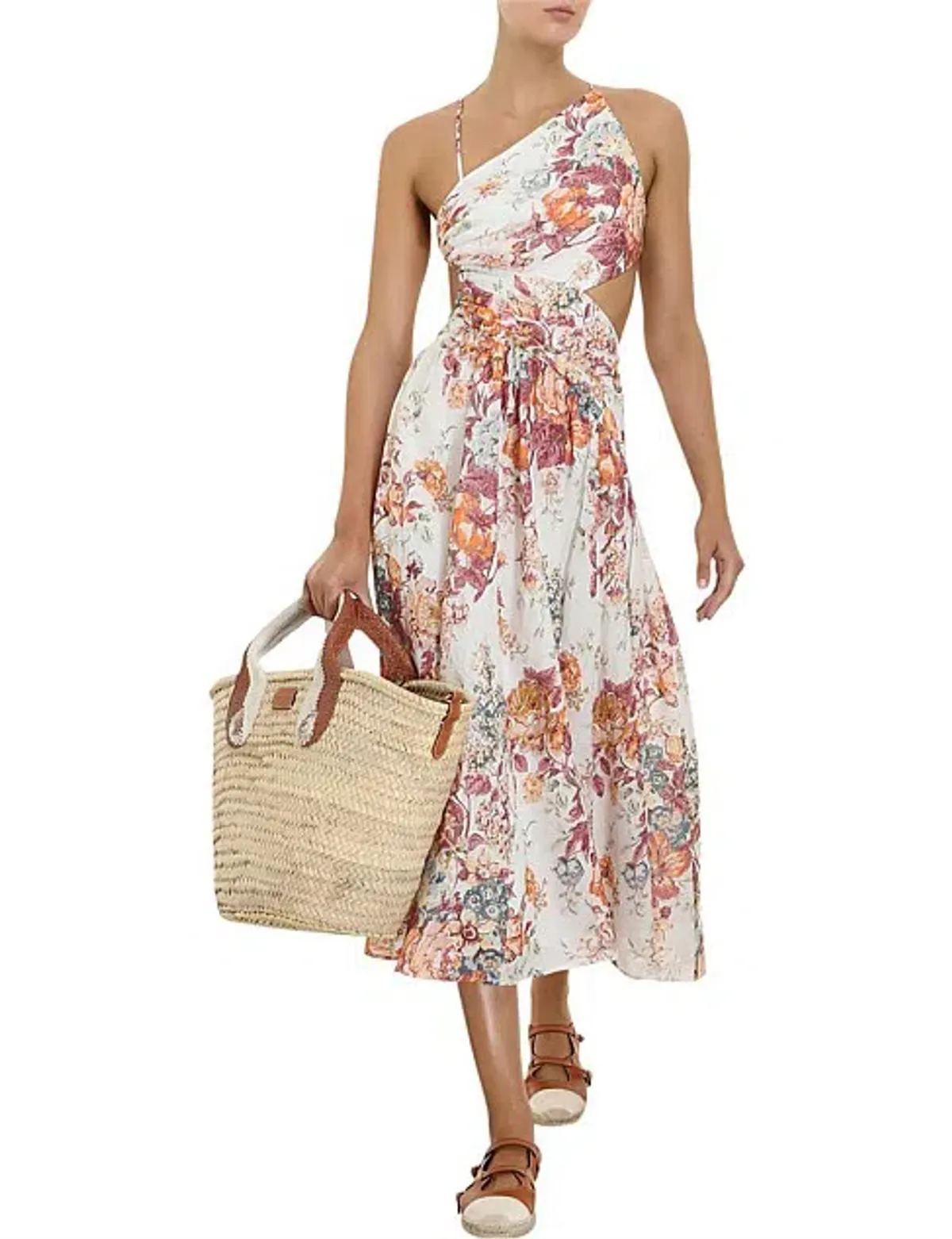 Zimmermann The Pattie Asymmetric Dress in Cream Floral Size 4 Au 12-14 - Image 2