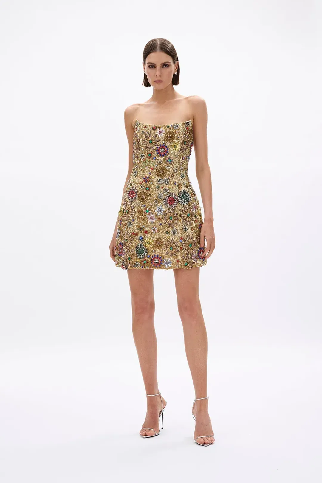 Rachel Gilbert Francesca Mini Dress Gold Size AU 8 for rent on The Volte - main image
