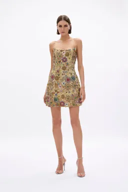 Rachel Gilbert Francesca Mini Dress Gold Size AU 8 for rent on The Volte - image 1