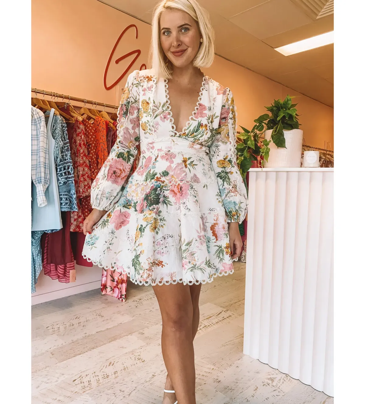 Zimmermann Heathers Flounce Mini Dress Floral Size 1 AU 10 - Image 4