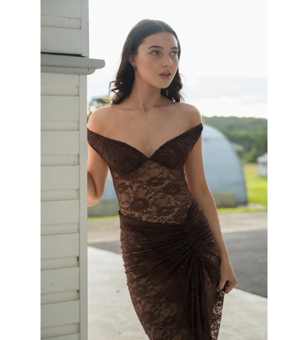 Natalie Rolt Aubrey Maxi Dress Espresso Size 1 AU 8 for rent on The Volte - main image