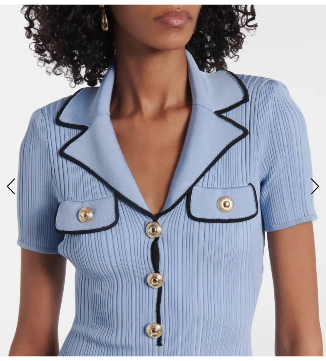 Self Portrait Ribbed Knit Mini Dress Blue Size 10 for rent on The Volte - main image