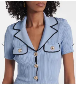 Self Portrait Ribbed Knit Mini Dress Blue Size 10 for rent on The Volte - image 3